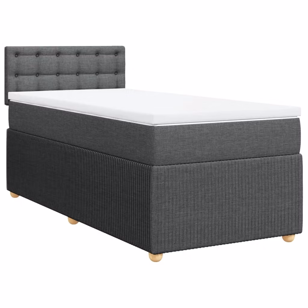 Giroletto a Molle con Materasso Grigio Scuro 90x200 cm Tessuto
