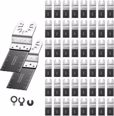 VEVOR Set da 50 Lame Bimetalliche per Utensile Oscillante, Lame Universali per Multiutensile a Rilascio Rapido, per Chiodi, Metallo Morbido e Legno, Compatibili con DeWalt, Milwaukee, Bosch e Ryobi