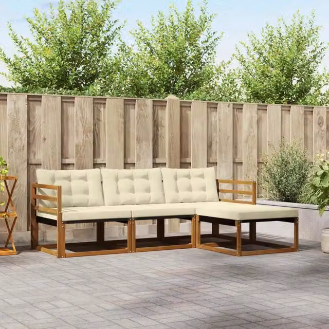 Set di divani da esterno 4 pz Naturale e Crema 3369325