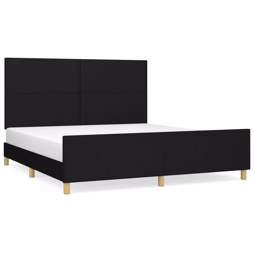 Giroletto vidaXL in tessuto nero con struttura in legno e MDF L/P/H: 203 x 160 x 128 cm – 2