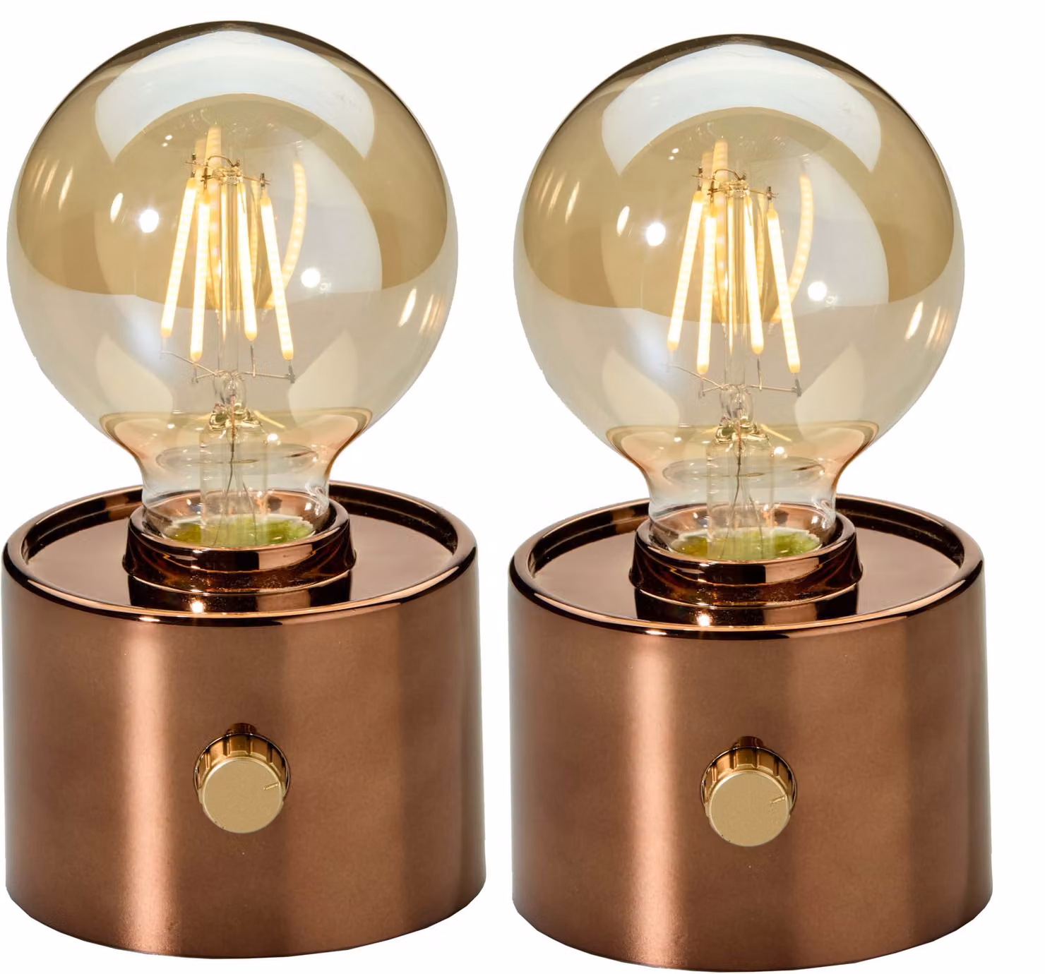 Lampada da tavolo LED vintage a forma di lampadina a incandescenza Edison con batteria ricaricabile, USB-C, dimmerabile tramite interruttore rotante – decorazione moderna, 2 pezzi color bronzo