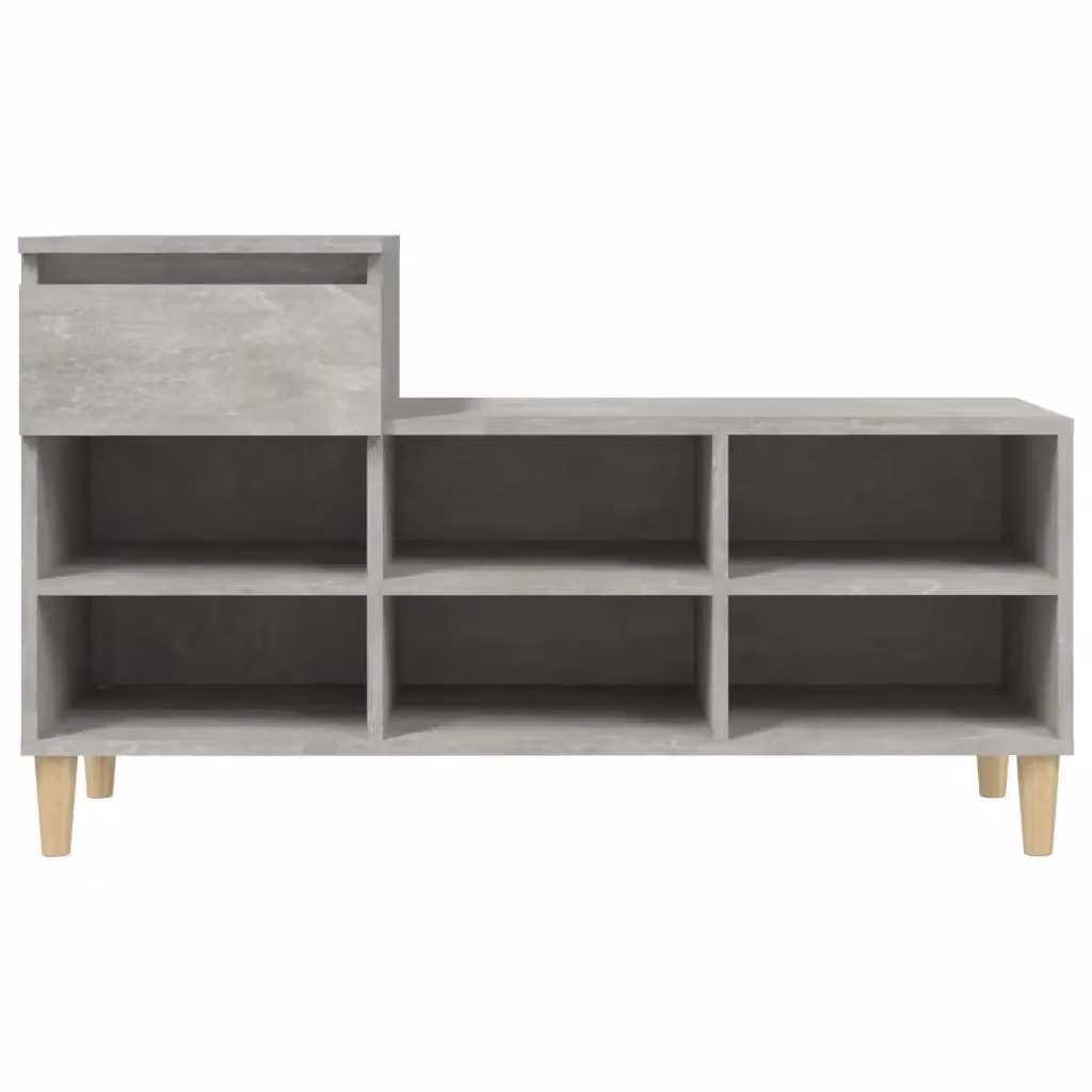 Scarpiera moderna HELLOSHOP26 in legno e composito grigio con cassetti e ripiani, da appendere al muro, L: 102 cm, P: 36 cm, H: 60 cm – 2