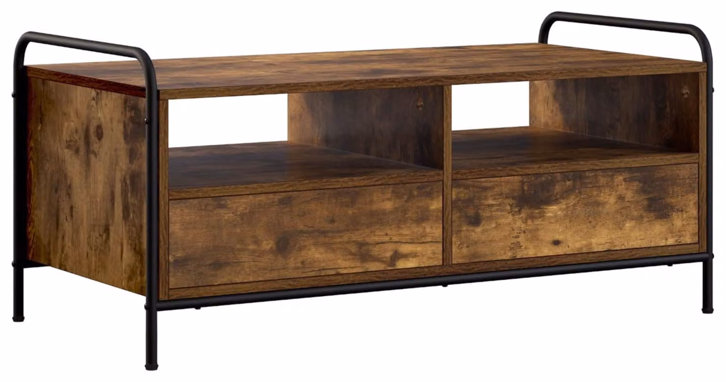 Tavolino da caffè in legno impiallacciato effetto noce, dimensioni 99,5 x 49 x 46 cm