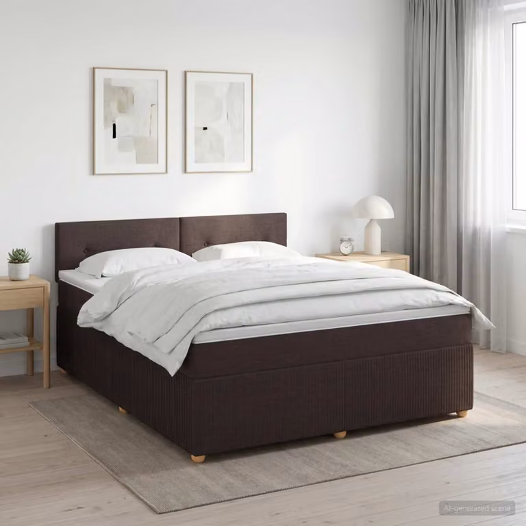 vidaXL Letto box spring con materasso a molle insacchettate Marrone e Bianco L 140 x P 190 cm