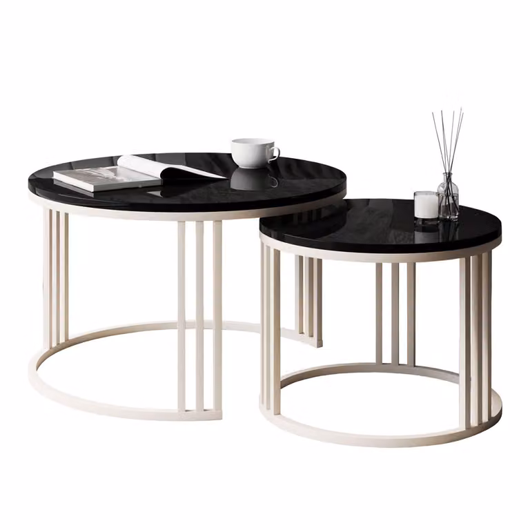 Set di tavolini da salotto tavolino da caffè tavolino da divano tavolino da salotto struttura in cashmere nero