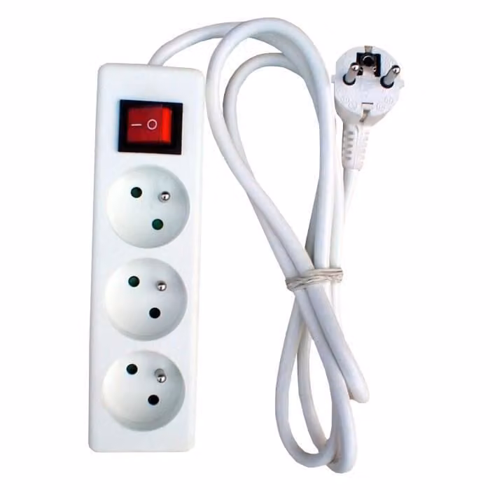 Multipresa Hbf a 3 prese con interruttore luminoso e cavo da 1 m - Hbf