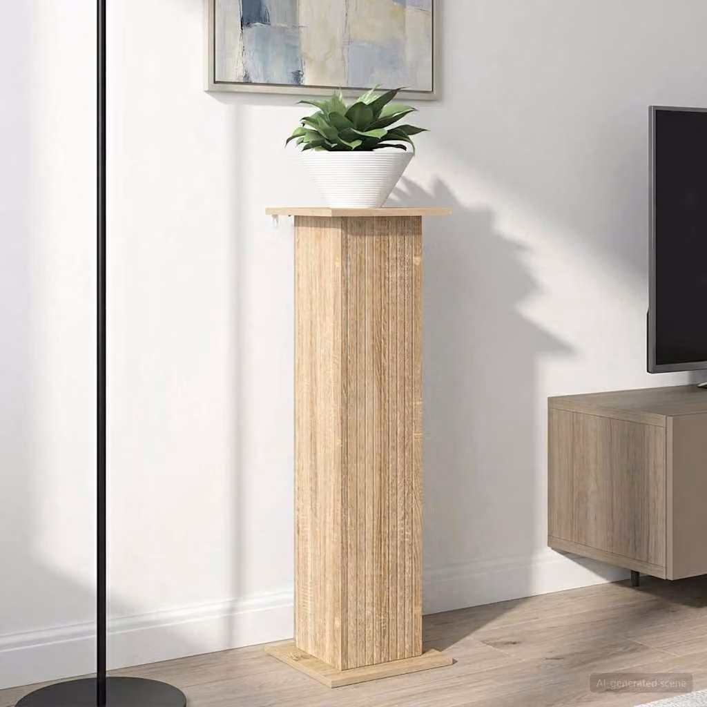 Set di 2 supporti per piante vidaXL in legno color rovere, L/P/H: 30,5 x 30 x 100,5 cm