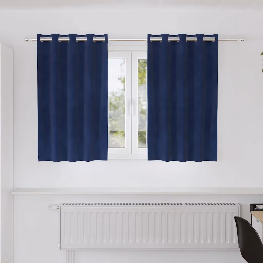 Set di 2 tende oscuranti vidaXL in velluto blu, L: 140 cm x H: 140 cm