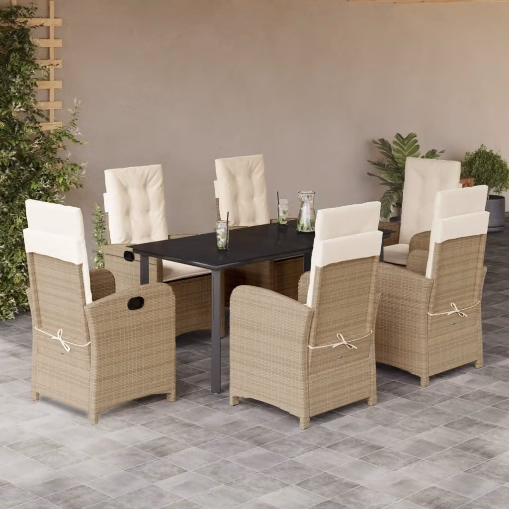 Maison Exclusive - Set da pranzo da giardino 7 pezzi con cuscini in polyrattan beige