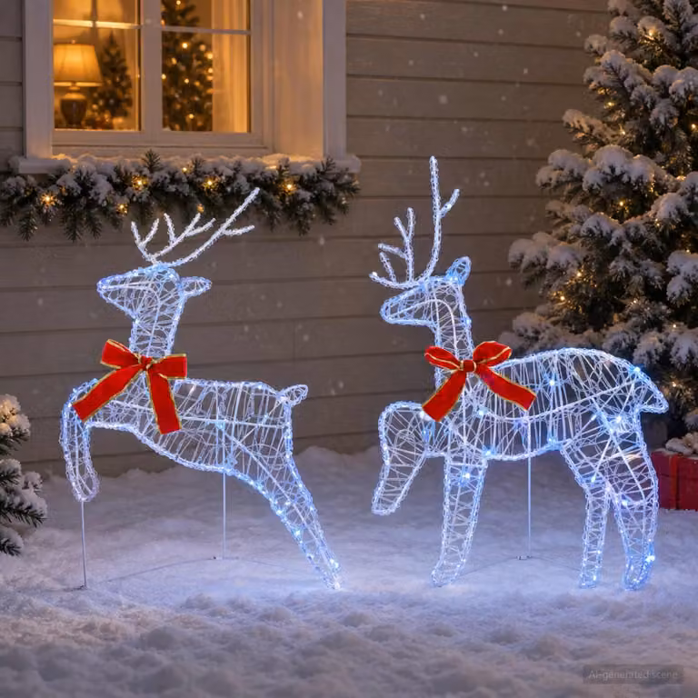 vidaXL Renna di Natale 2 pz 40 LED Blu 43 x 19 x 65 cm
