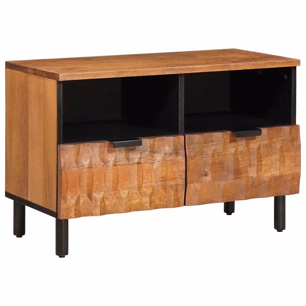 Mobile TV vidaXL in legno e metallo, finitura marrone acacia, L 70 cm x P 33 cm x H 46 cm