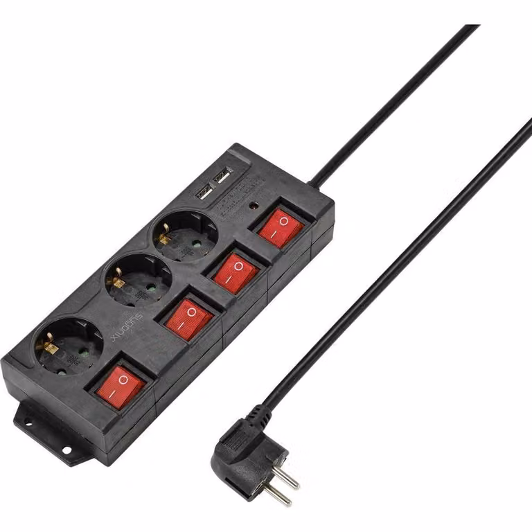 Sygonix RF-4737788 Presa multipla con interruttore Contatto di terra nero 1 pz