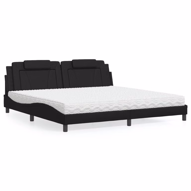 Letto Viana vidaXL con Materasso in Similpelle Nero 200x200 cm