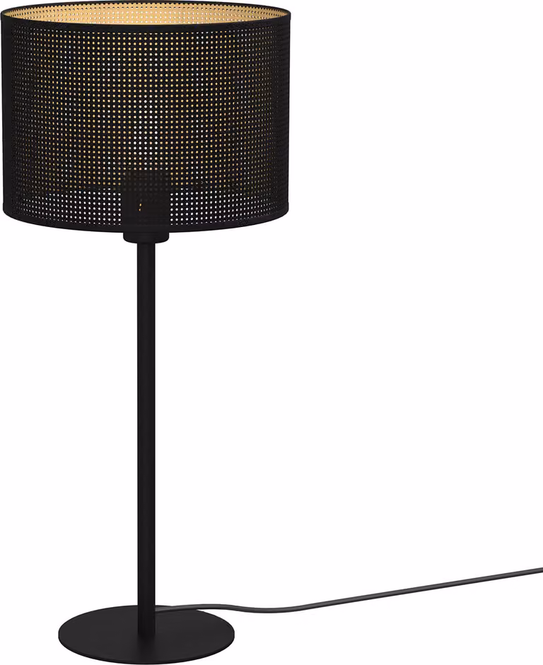 Lampada da tavolo Loft paralume nero Ø25cm rete con interno oro Paralume Loft 1xE27 15W Luminex