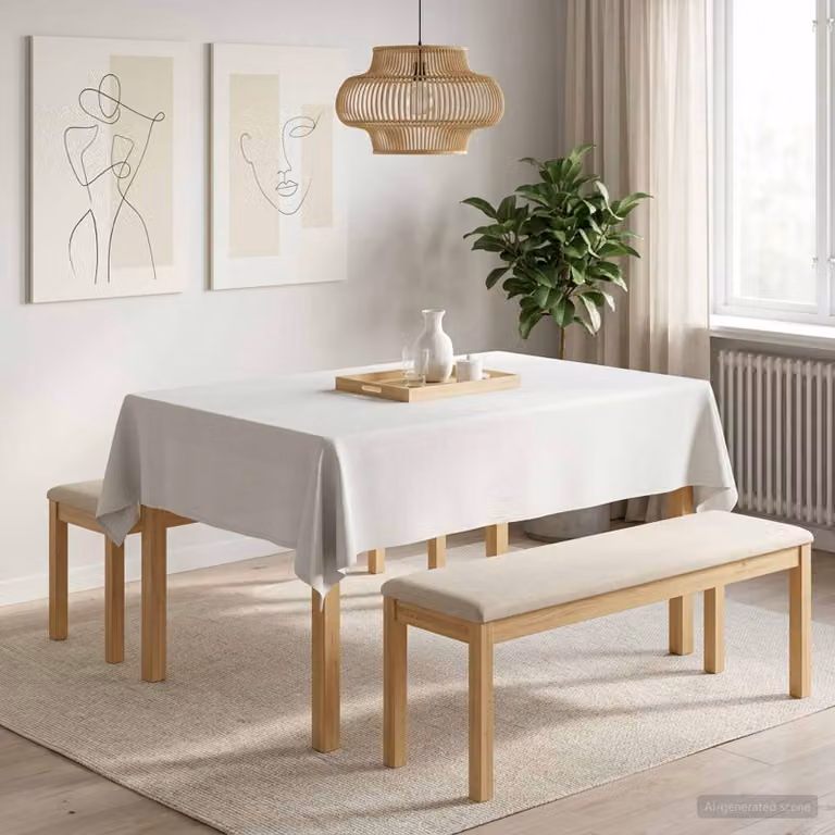Set di 5 tovaglie rettangolari vidaXL bianche in poliestere idrorepellenti e antimacchia, L 140 cm x P 180 cm