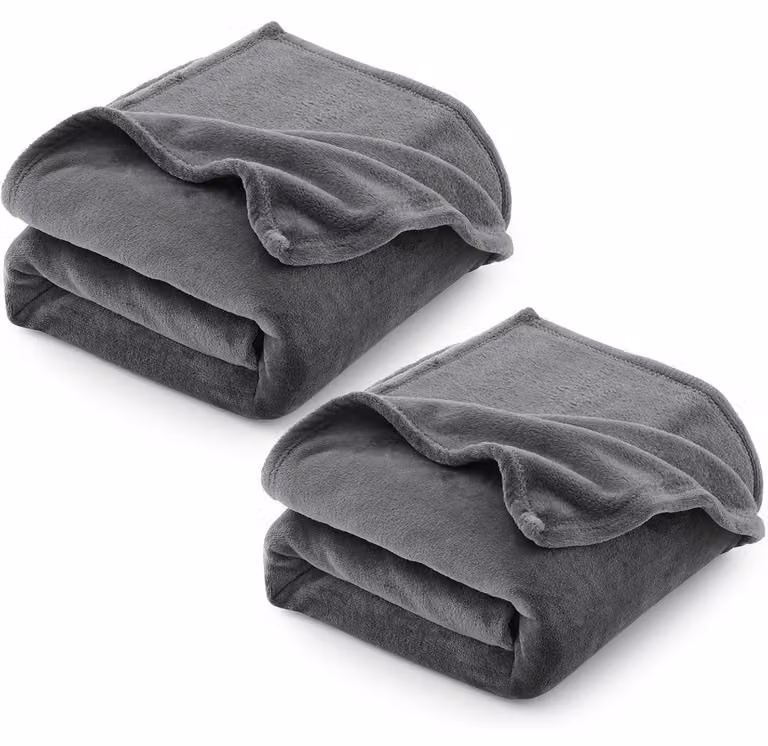 Set di 2 coperte da divano, 150x200 cm, grigio, in flanella, morbide e adatte per tutte le stagioni