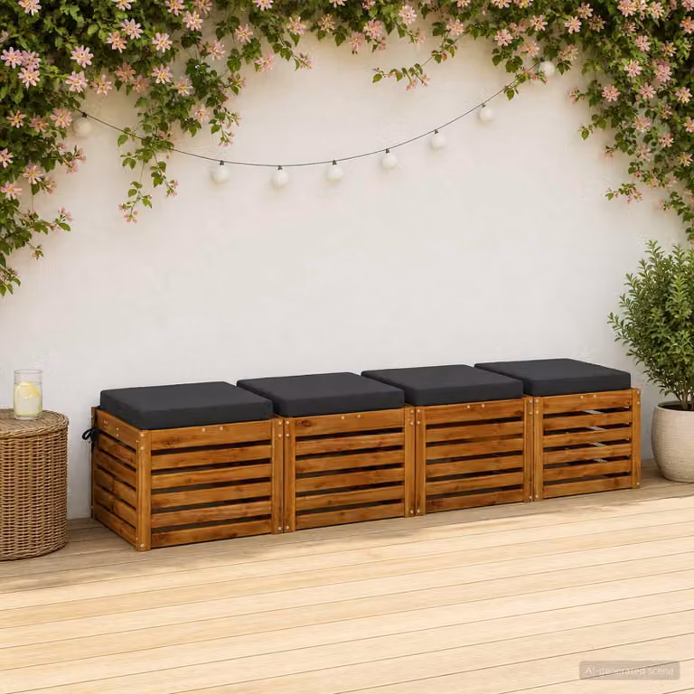 Set di 4 cuscini per sedia vidaXL in poliestere con imbottitura in schiuma, forma quadrata, colore grigio antracite