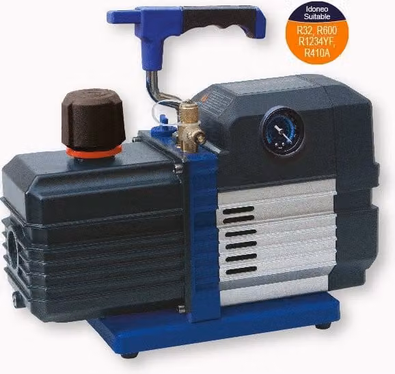 Pompa Vuoto Intelligente KLIMALINE Blu con Vacuometro ed Elettrovalvola incorporati per Tutti i Gas Refrigeranti 80 Lt/Min