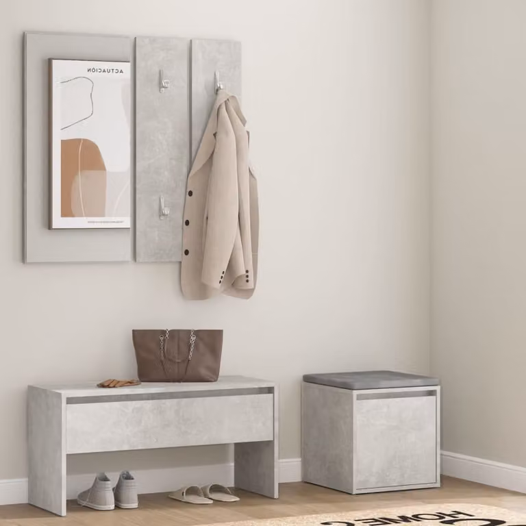 The Living Store Set di mobili per corridoio in cemento grigio materiale legno