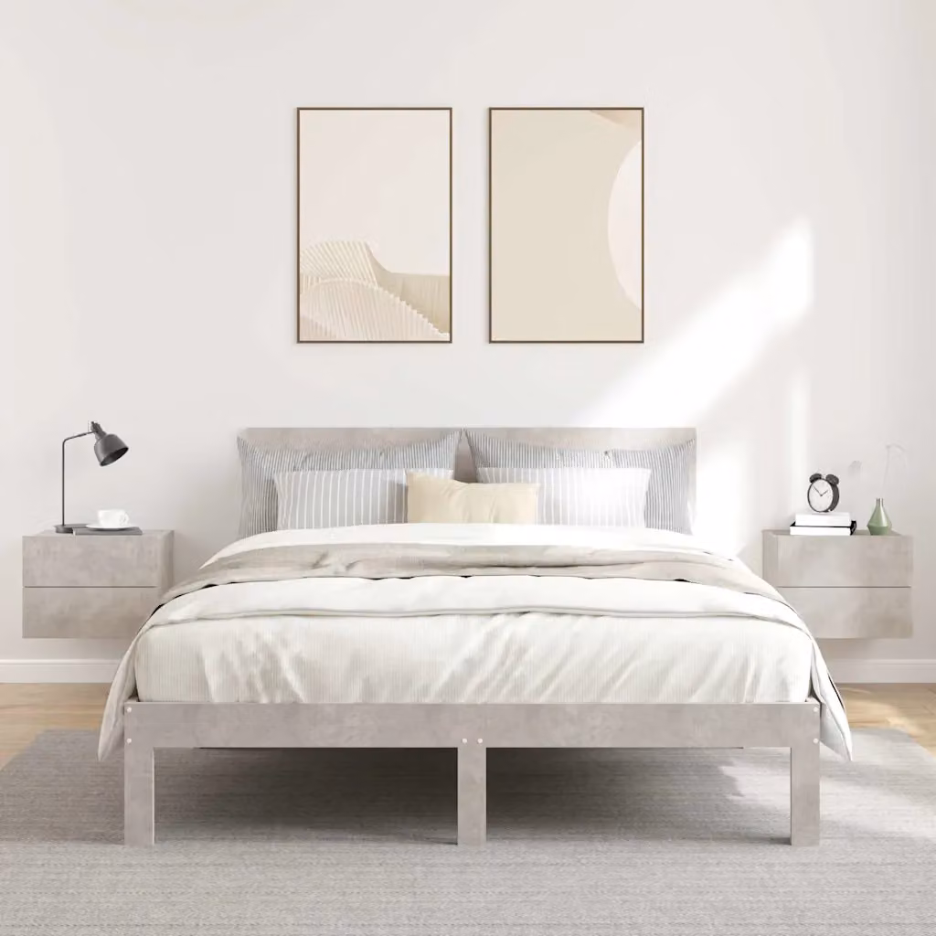Set di 2 comodini vidaXL in legno multistrato e MDF, colore grigio cemento, L 40 x P 30 x H 30 cm