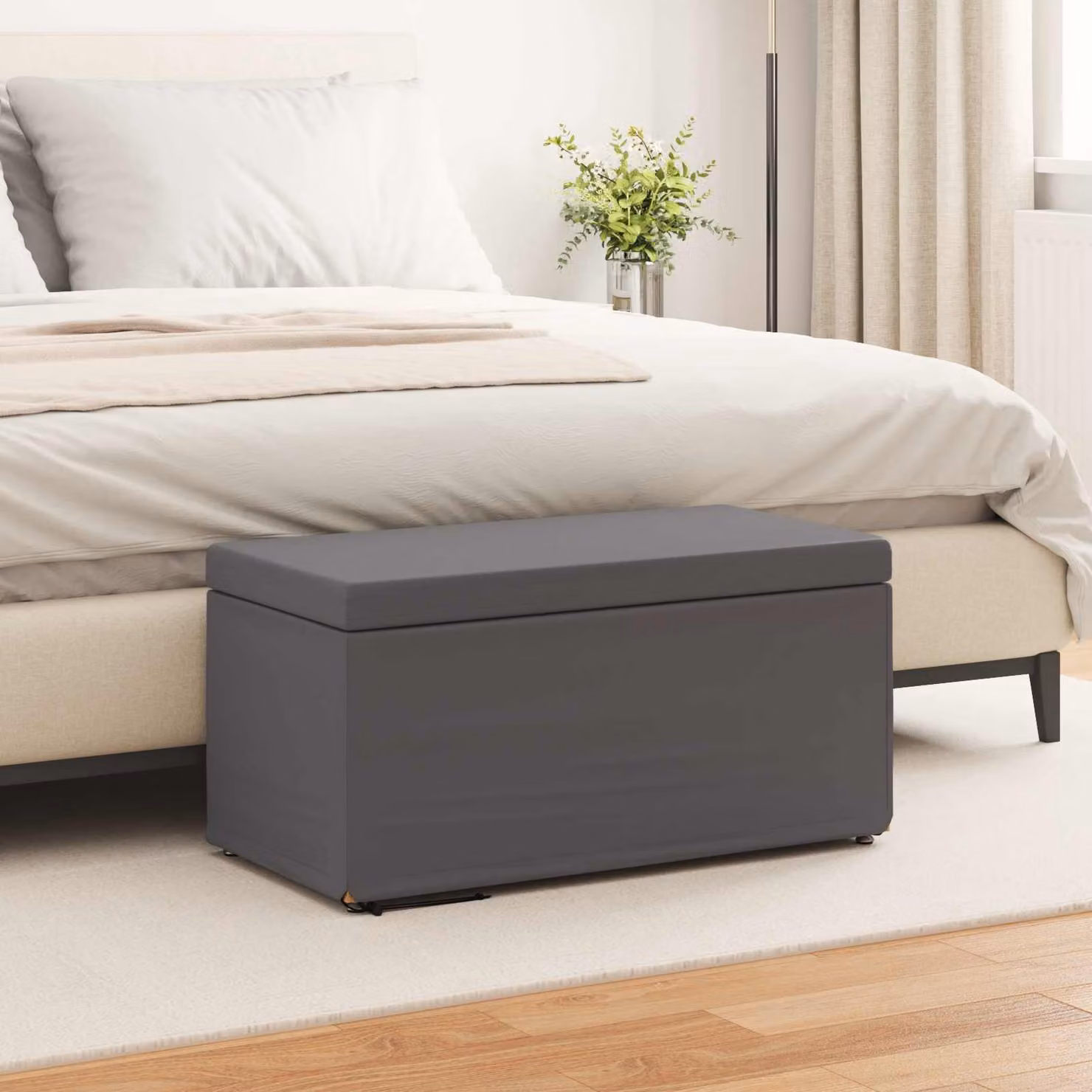 Pouf moderno vidaXL in tessuto e similpelle grigio L 81 x P 41 x H 40 cm