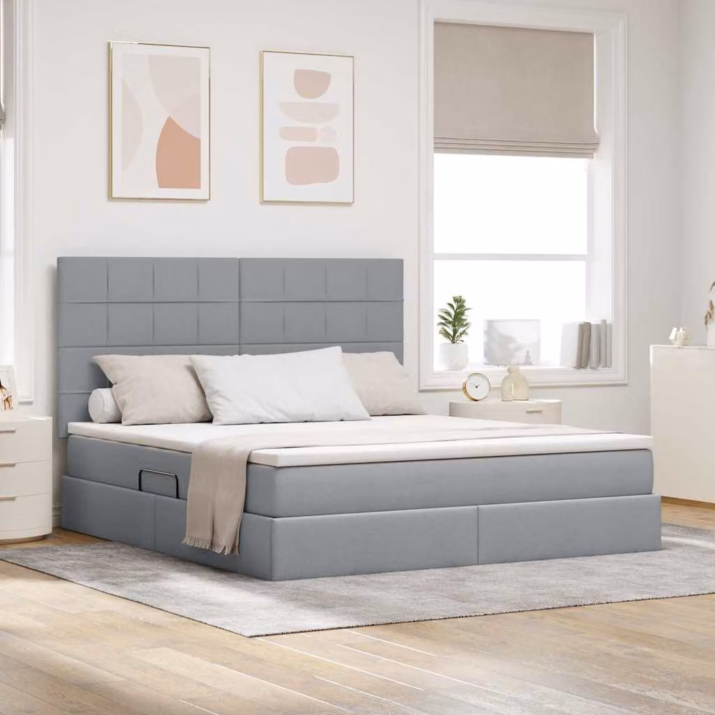 Letto con contenitore e illuminazione LED vidaXL, Grigio, L: 160 cm, P: 200 cm, H: 204 cm – 1