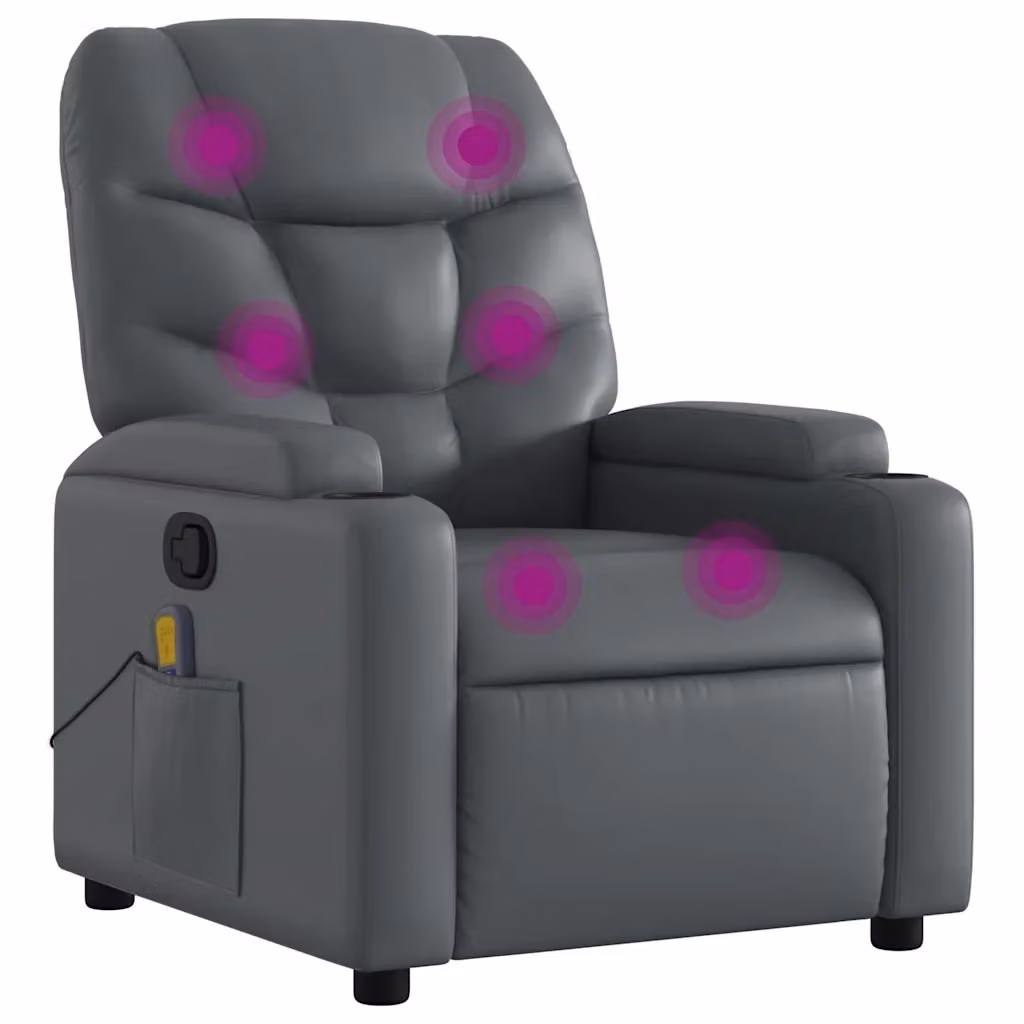 Poltrona Reclinabile Relax vidaXL in Similpelle Grigia con Braccioli – 2