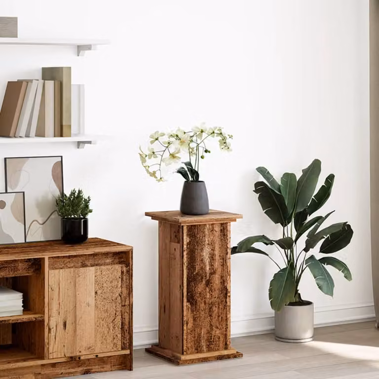 Espositore con portaoggetti vidaXL in legno antico marrone, L 31 cm x P 30 cm x H 60 cm