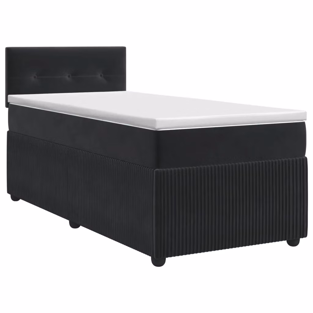 Letto box spring con materasso ibrido vidaXL in velluto nero, L/P/H: 90 x 190 cm – 2