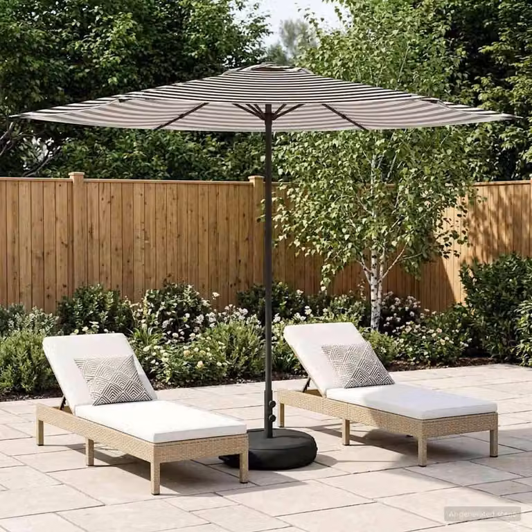 Maison Exclusive - Ombrellone da giardino con base, forma rettangolare, 3 x 3 metri, in poliestere