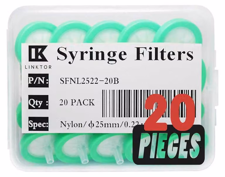 Filtri a cartuccia per siringa, in nylon, per filtrazione, diametro 25 mm, confezione da 20