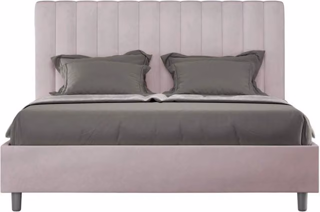 Letto una piazza e mezza con rete imbottito 130x190 microfibra glicine Agueda