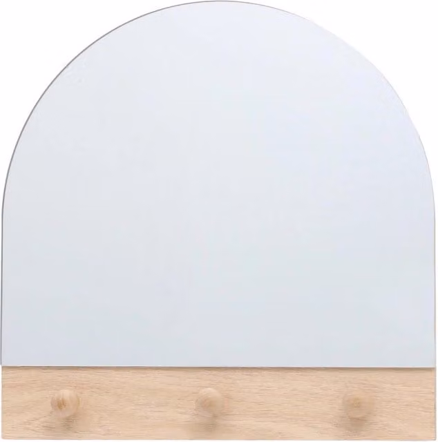 Set di 6 Appendiabiti/specchio Da Parete Con 3 Ganci Arcade 30x30 Naturale