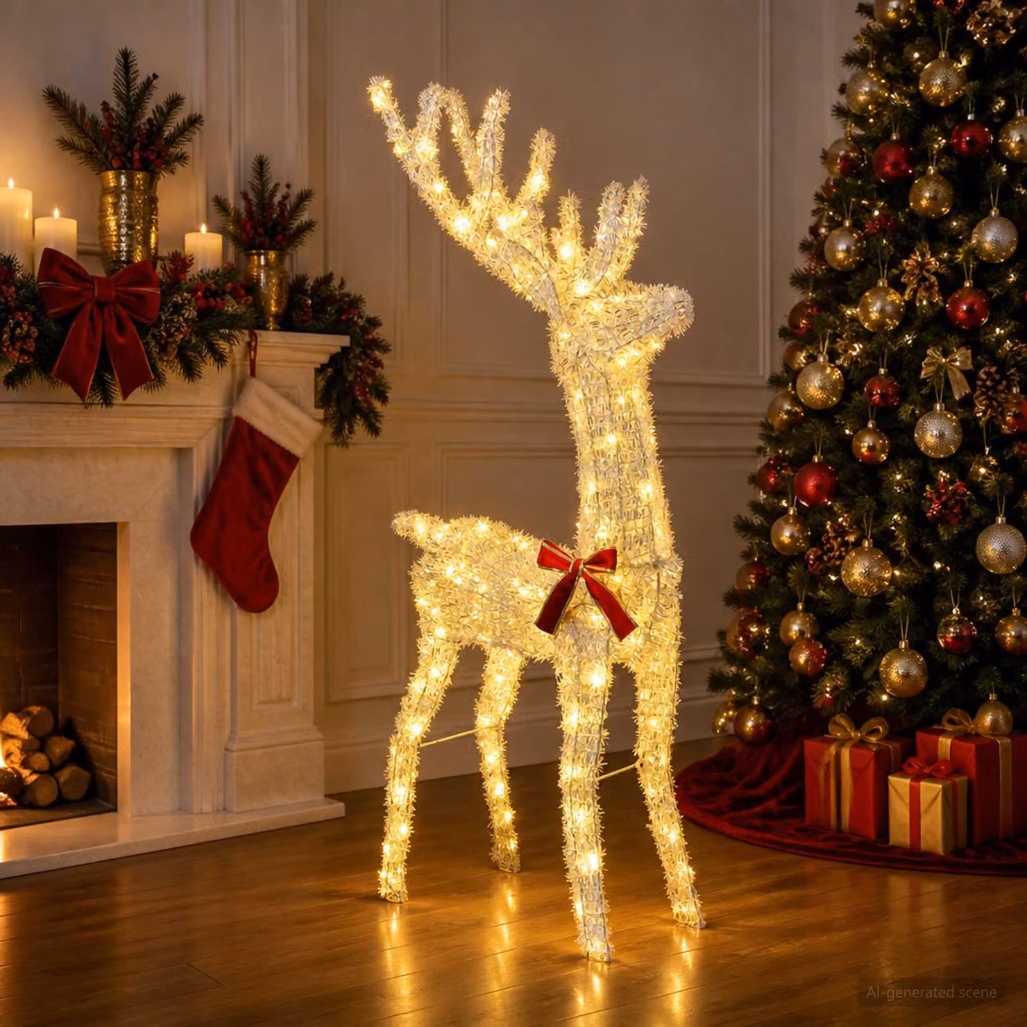 vidaXL Renna di Natale 3D LOVIISA 140 LED Bianco caldo
