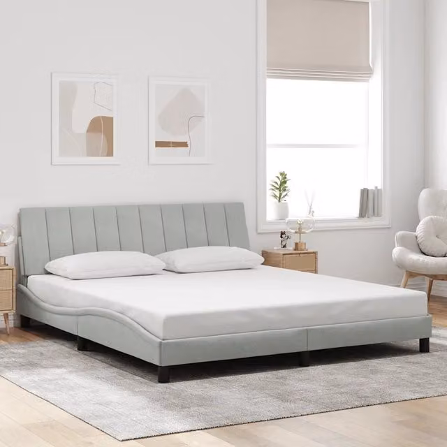 Giroletto senza Materasso-Struttura Letto Hanko Grigio Chiaro 180x200 cm Velluto