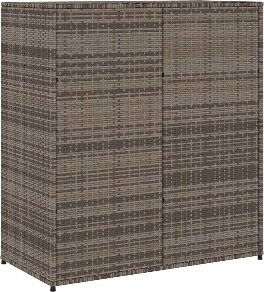 Armadietto Portaoggetti Giardino Grigio 105x55x113cm Polyrattan