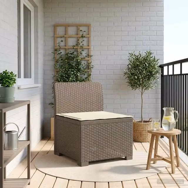 Divano da giardino a 1 posto con cuscino in rattan effetto moderno colore grigio L: 70 cm, P: 62 cm, H: 55 cm – 1