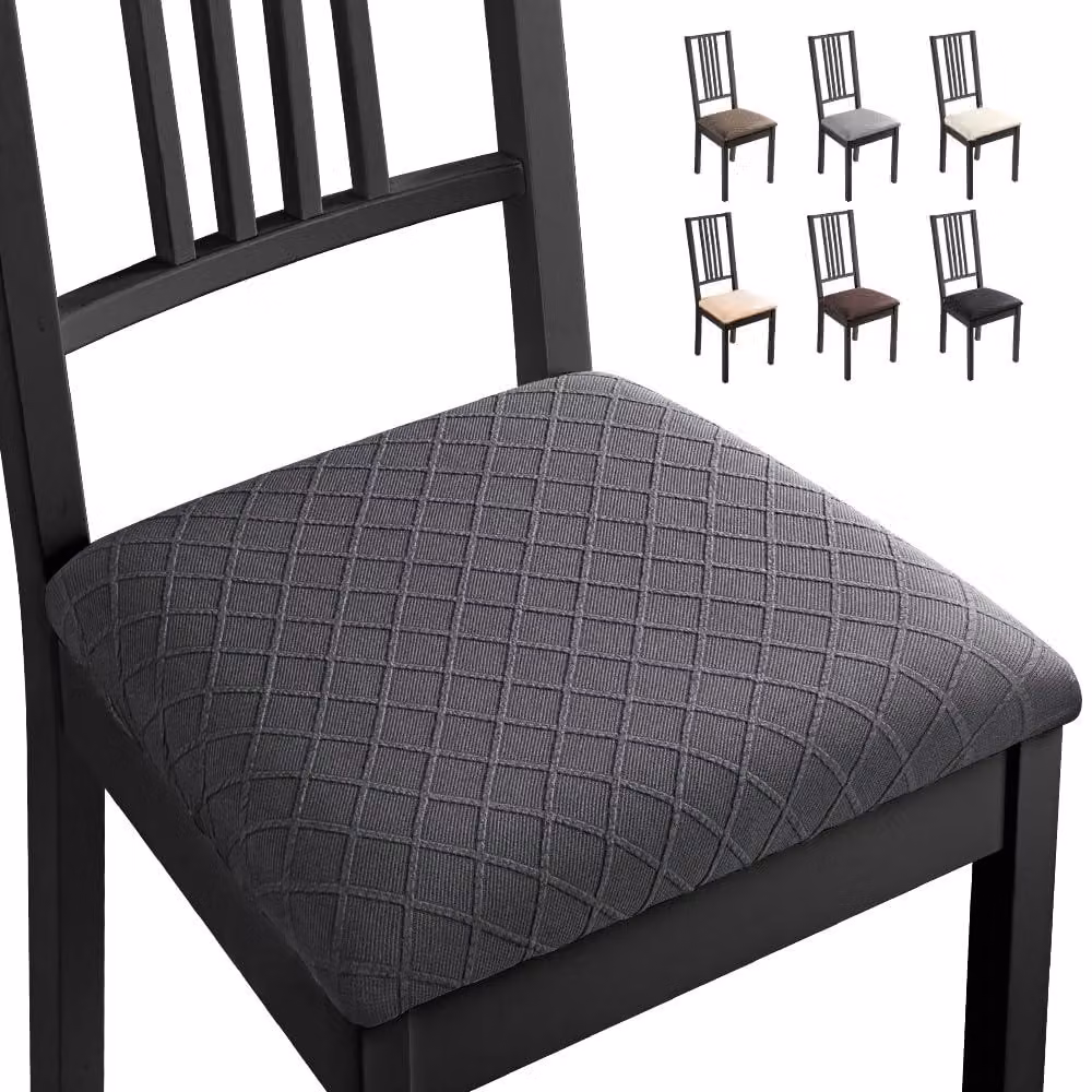 Copri sedie in tessuto jacquard, confezione da 4, elasticizzati, universali, per la sala da pranzo