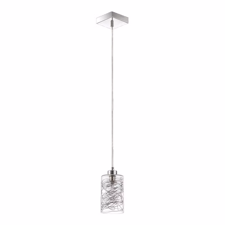 Luce a sospensione KNITT 1xG9/33W, cromo/argento L: 100, L: 100, H: 1250, dimmerabile
