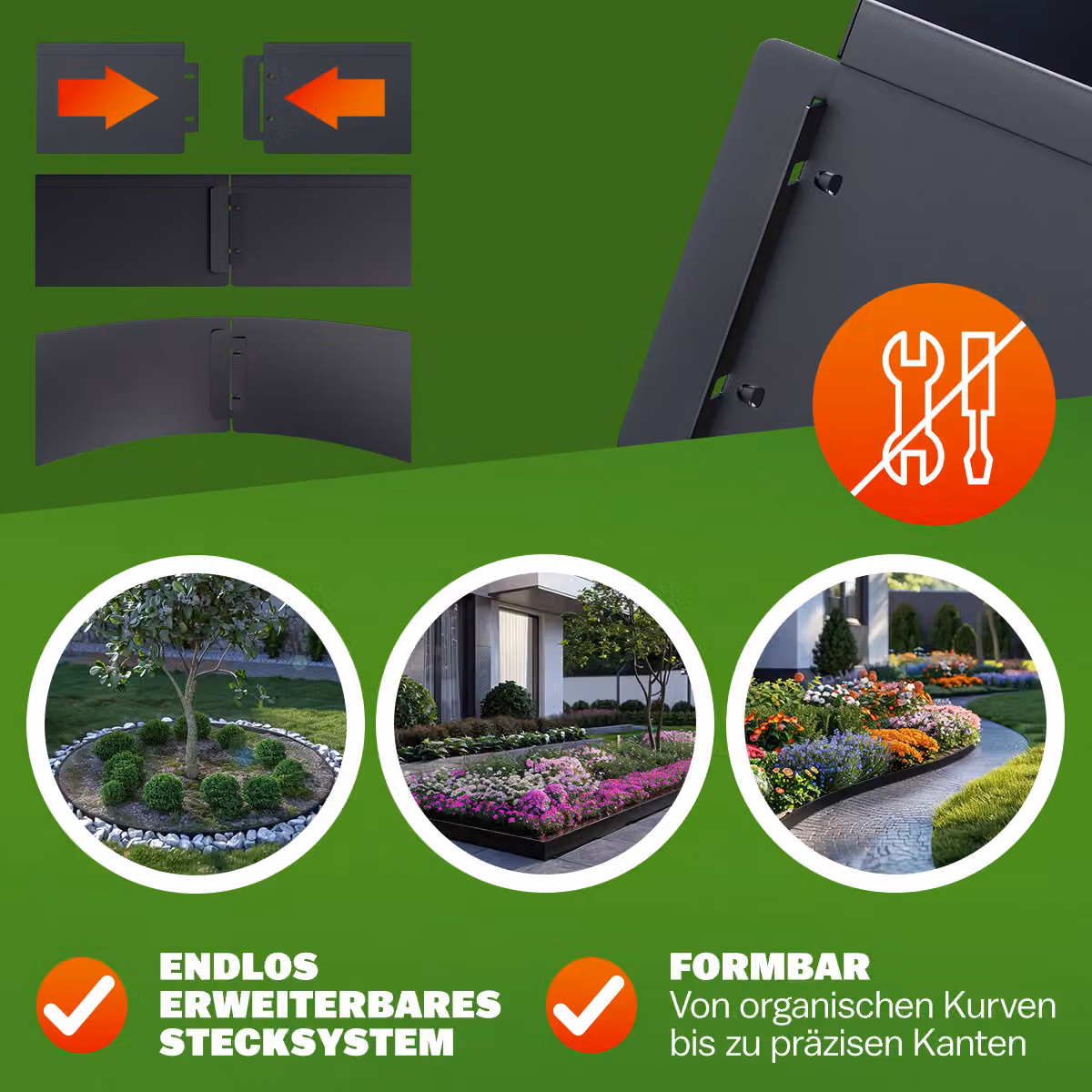 Set di 5 bordi per giardino Gardebruk in acciaio zincato nero, L: 5 m, H: 14 cm – 4