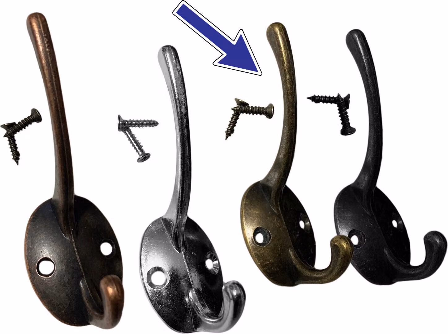 Set di 6 ganci / appendini in metallo per giacche e cappelli (colore: bronzo)
