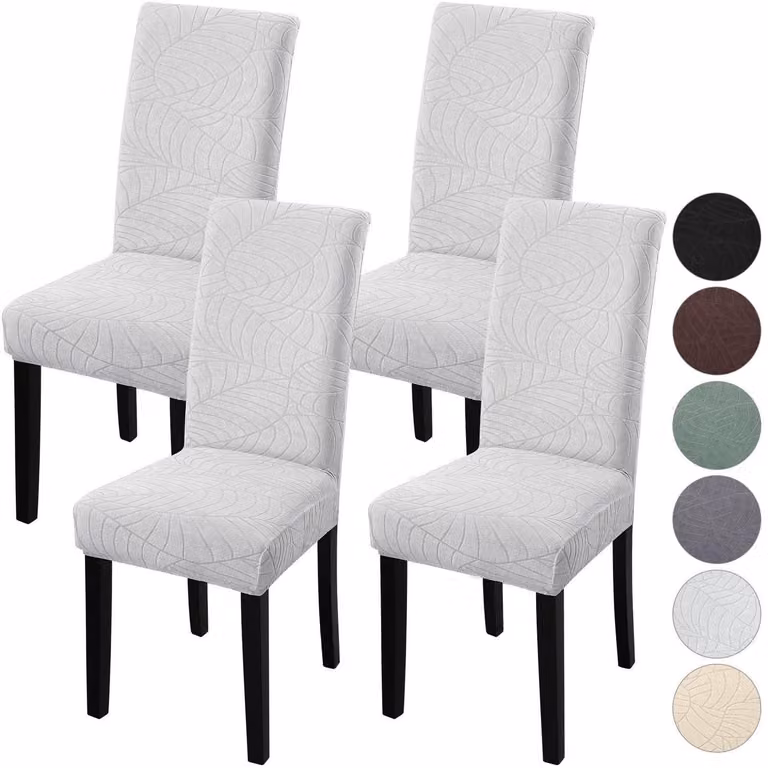 Copri sedie, set da 4, elasticizzati, color grigio cenere, in poliestere/Spandex, universali, adatti per sedie da pranzo