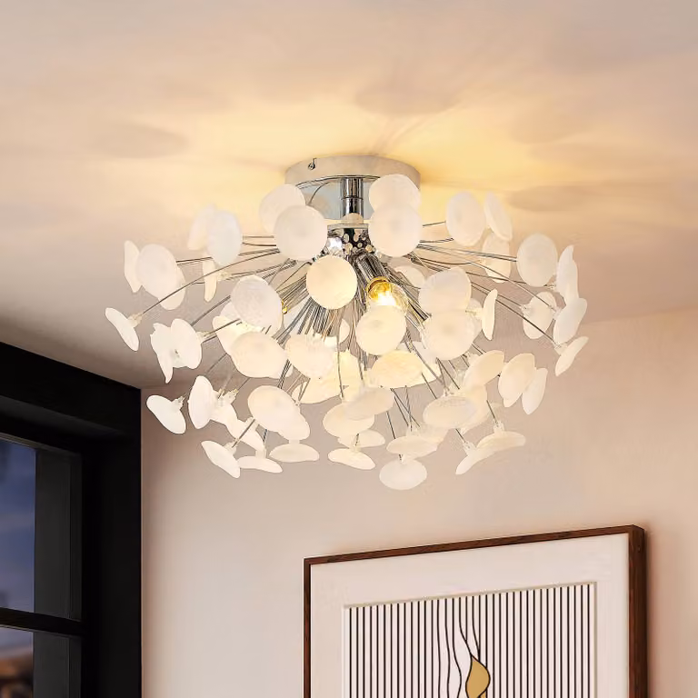Plafoniera soffitto Yurina Lindby, dimmerabile, Bianco / Opale, Soggiorno / Sala da pranzo, Plastica, Moderno, Plafoniera