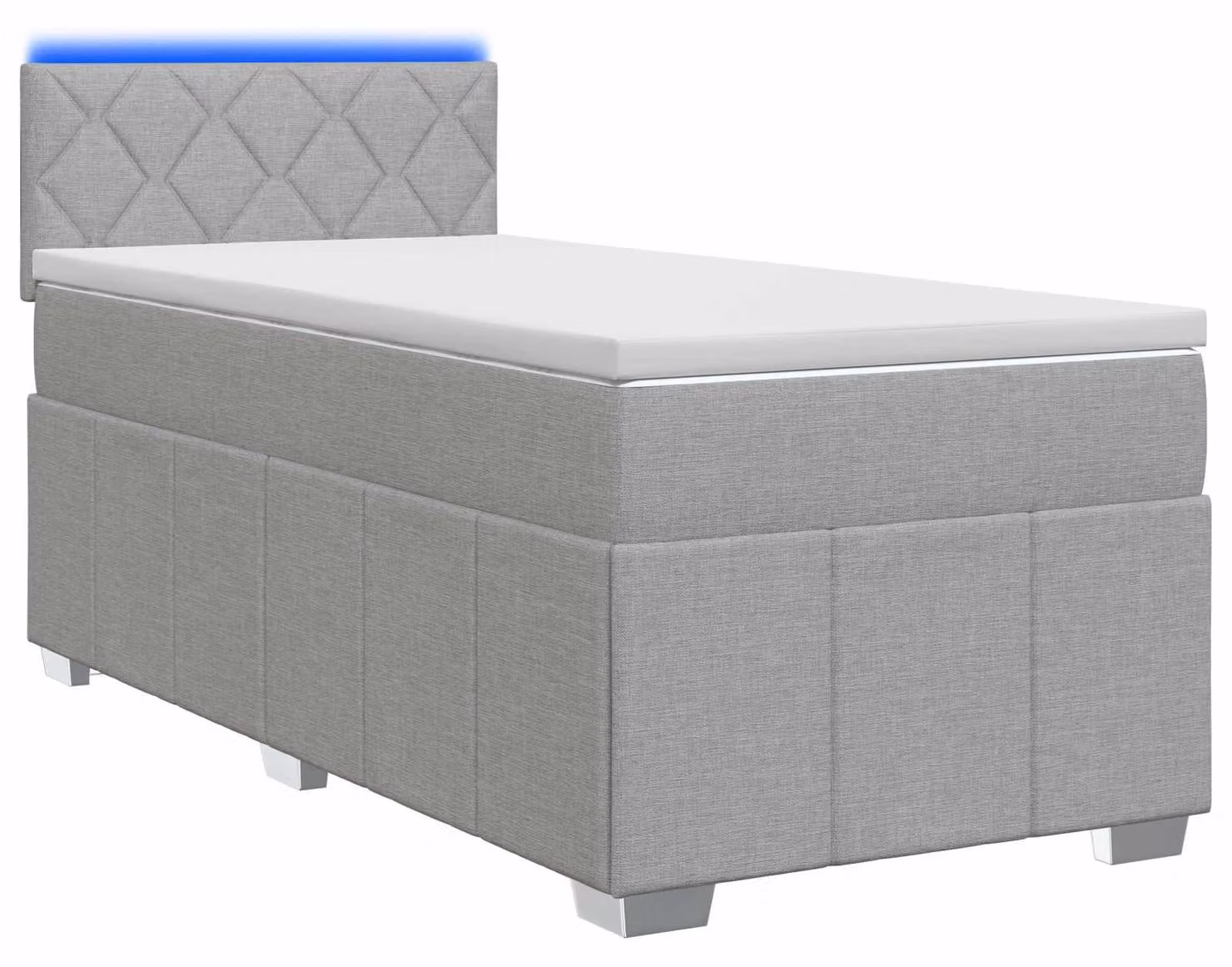 Letto a molle con materasso grigio chiaro 80 x 200 cm in tessuto