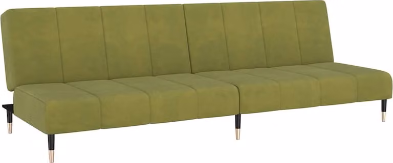 Divano Letto a 2 Posti Verde Chiaro in Velluto