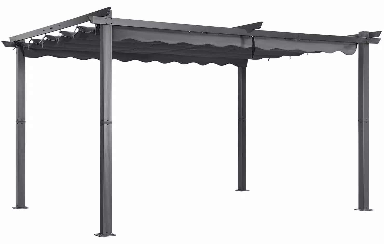 Pergola con tetto retrattile - Struttura in alluminio - 3 x 4 metri - Tetto in poliestere - Colore antracite
