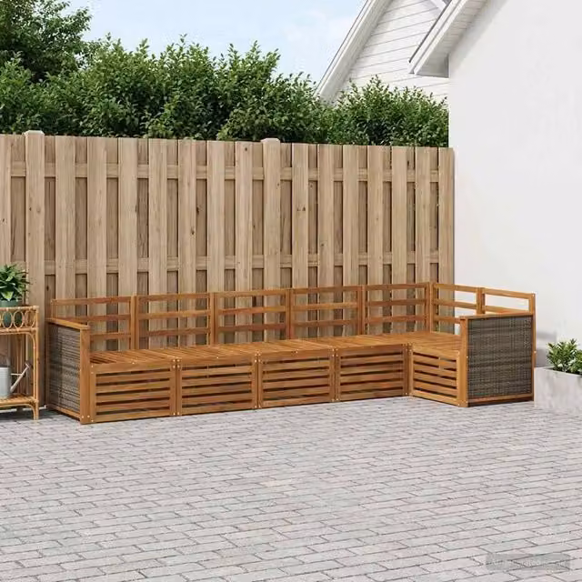 Set di divani da esterno 5 pz Naturale Legno di Acacia Massello 3384405
