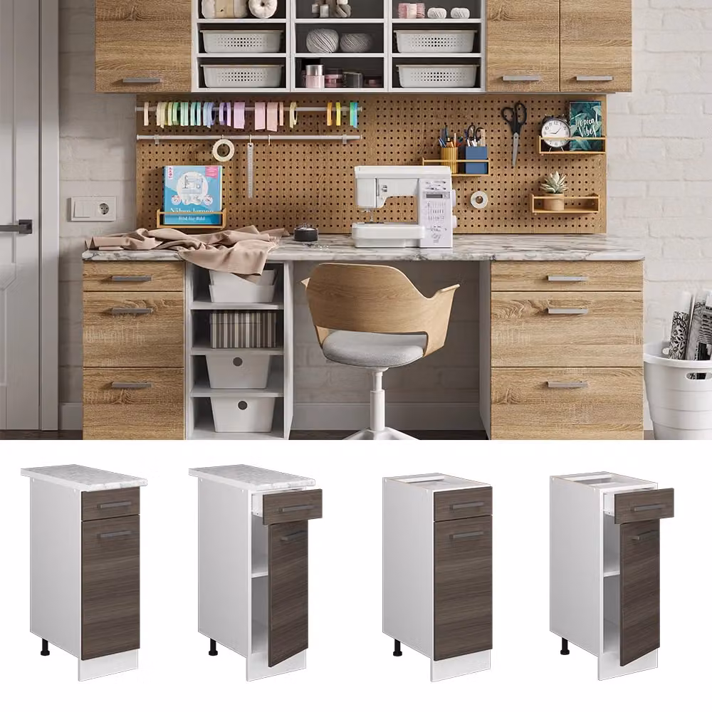 Base universale R-Line Vicco Grigio con cassetto, senza piano di lavoro, Larghezza: 30 cm – 2