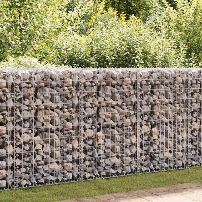 vidaXL Gabbione con Copertura in Acciaio Zincato Grigio Argento L/P/H: 60 x 50 x 100 cm