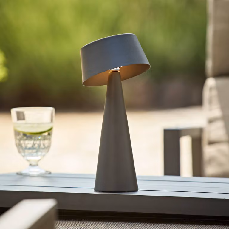 Sigor Lampada da tavolo a LED ricaricabile Solino, grafite, solare/USB, 26 cm IP44 dimmerabile, Nero, Soggiorno / Sala da pranzo, Alluminio, Moderno, Lampade solari